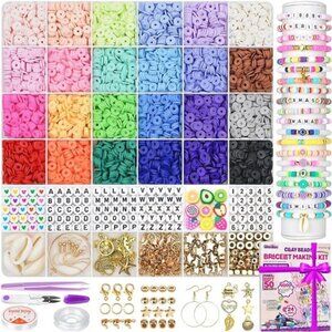 Preppy Beads Bracelet Kit, 6000 Clay Beads 24 Colors